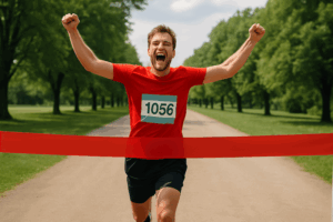 racer passing the finish line