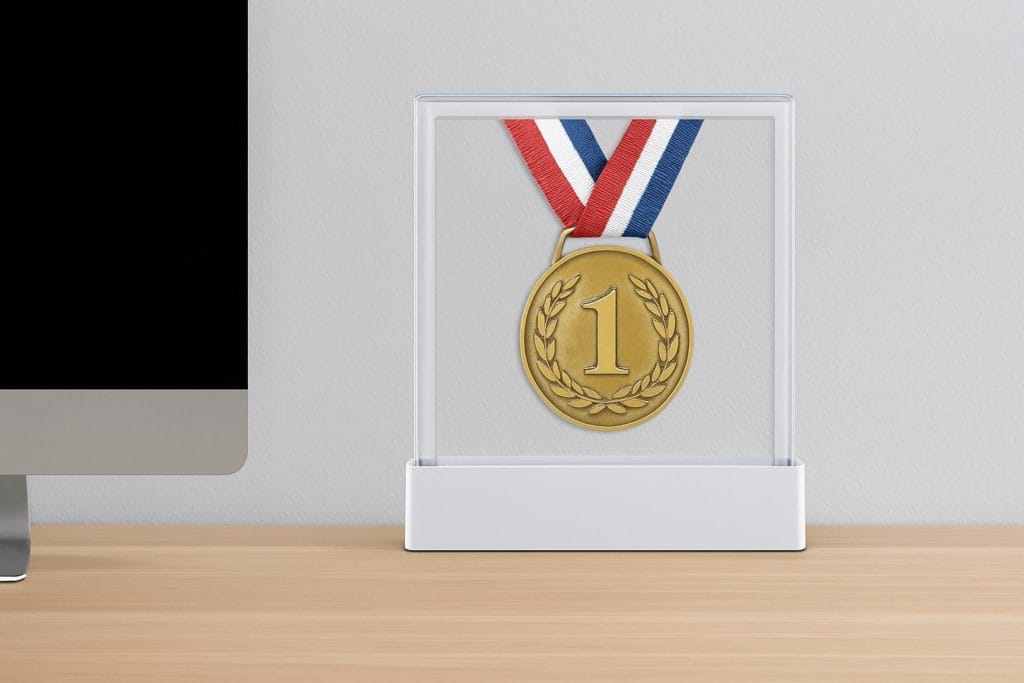 clear standing race medal display case