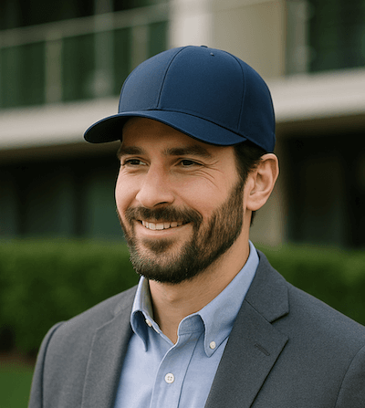 man wearing structured cap