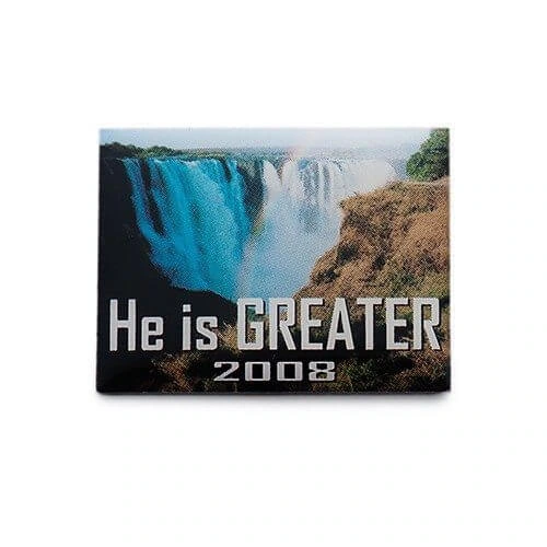 He is Greater full color printed logo pin