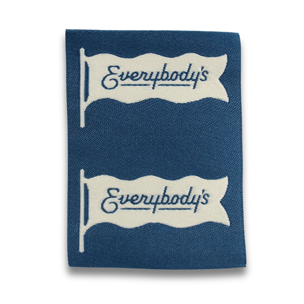 blue and white flag label