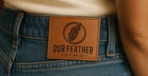 customized leather label type on jeans
