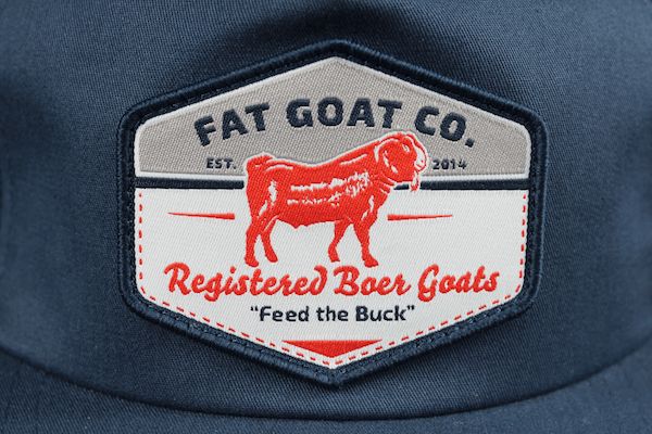 Goat woven patch on navy blue hat