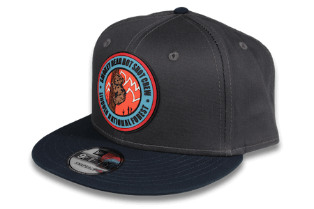 black and grey flatbill New Era with PVC Patch