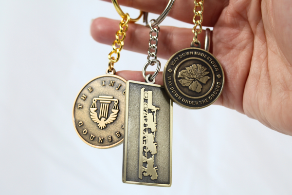 Lot of die-struck keychains