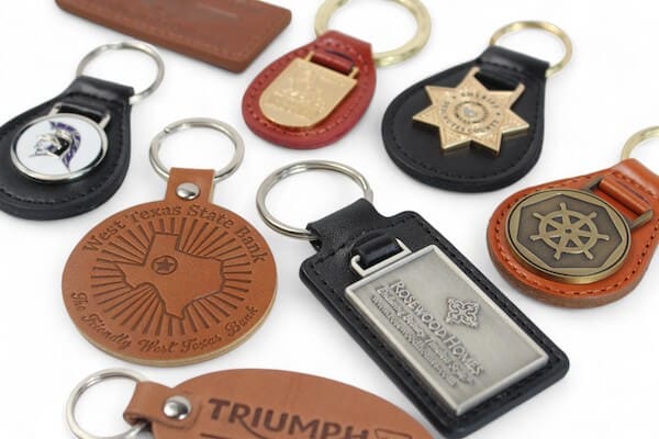 lot of custom leather keychains
