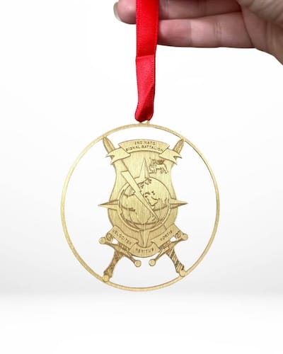 custom brass finished photo-etched military ornament